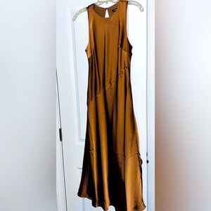 Express satin maxi dress. Rich gold color, sleeveless dress. Size XS